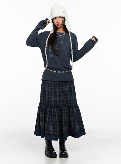 plaid-tiered-maxi-skirt-co515