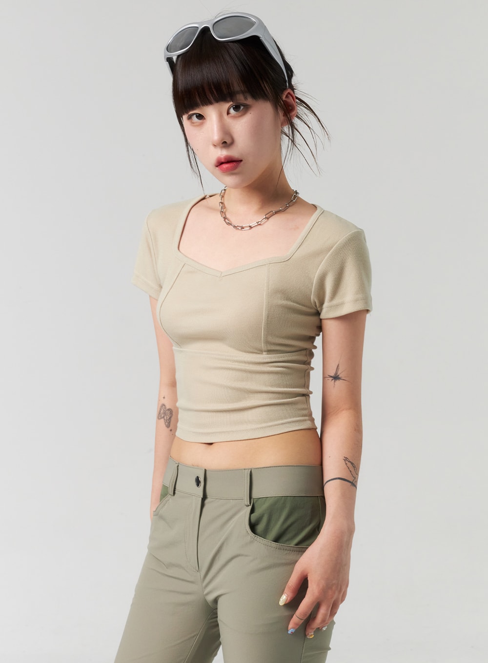 Cut Out Back Tee CL317 Korean Women's Fashion LEWKIN