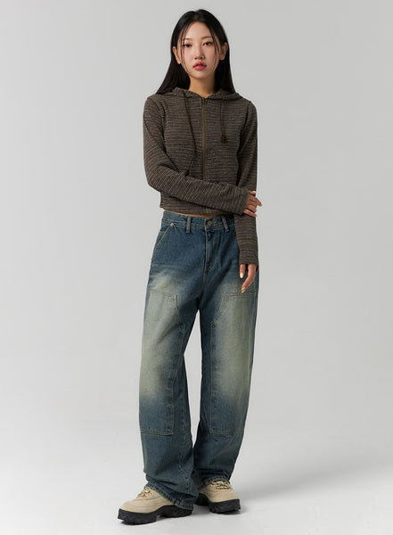 Vintage Wash Wide Jeans CS312 - Korean Women's Fashion | LEWKIN