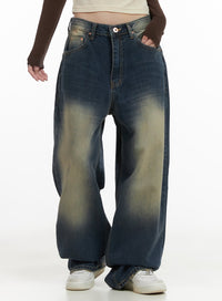 veda-washed-denim-baggy-jeans-cg421 / Dark blue