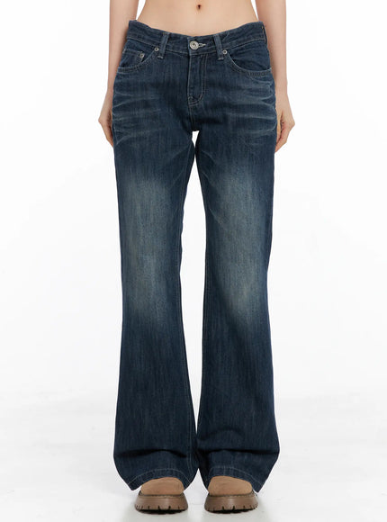 amira-washed-low-rise-flare-jeans-cc1109 / Dark blue