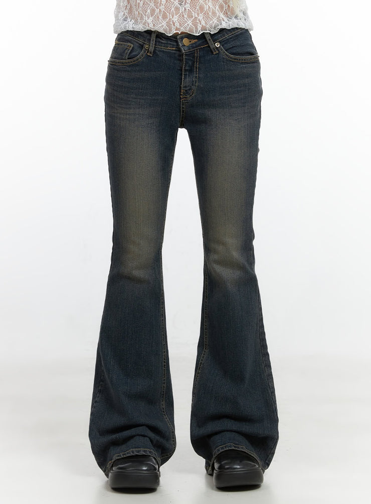 elsie-contour-fit-washed-bootcut-jeans-cs425 / Dark blue