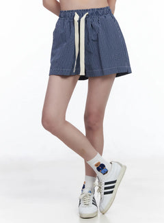 striped-drawstring-shorts-ca509 / Dark blue