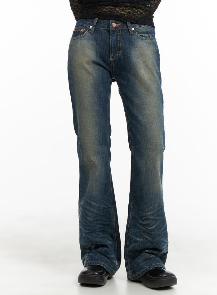 slim-washed-bootcut-jeans-cm426 / Dark blue