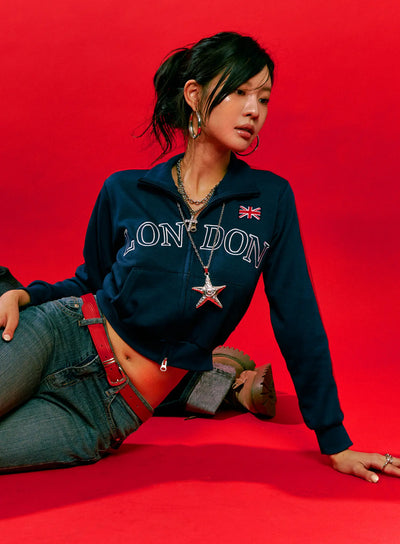 london-contrast-zip-up-jacket-cs510 / Dark blue