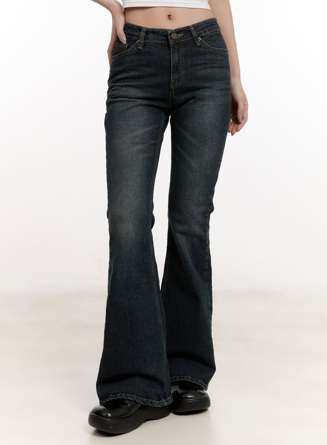 claire-slim-fit-flared-jeans-cm507 / Dark blue