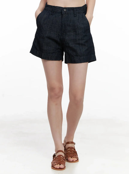 casual-cotton-denim-shorts-cl523 / Dark blue