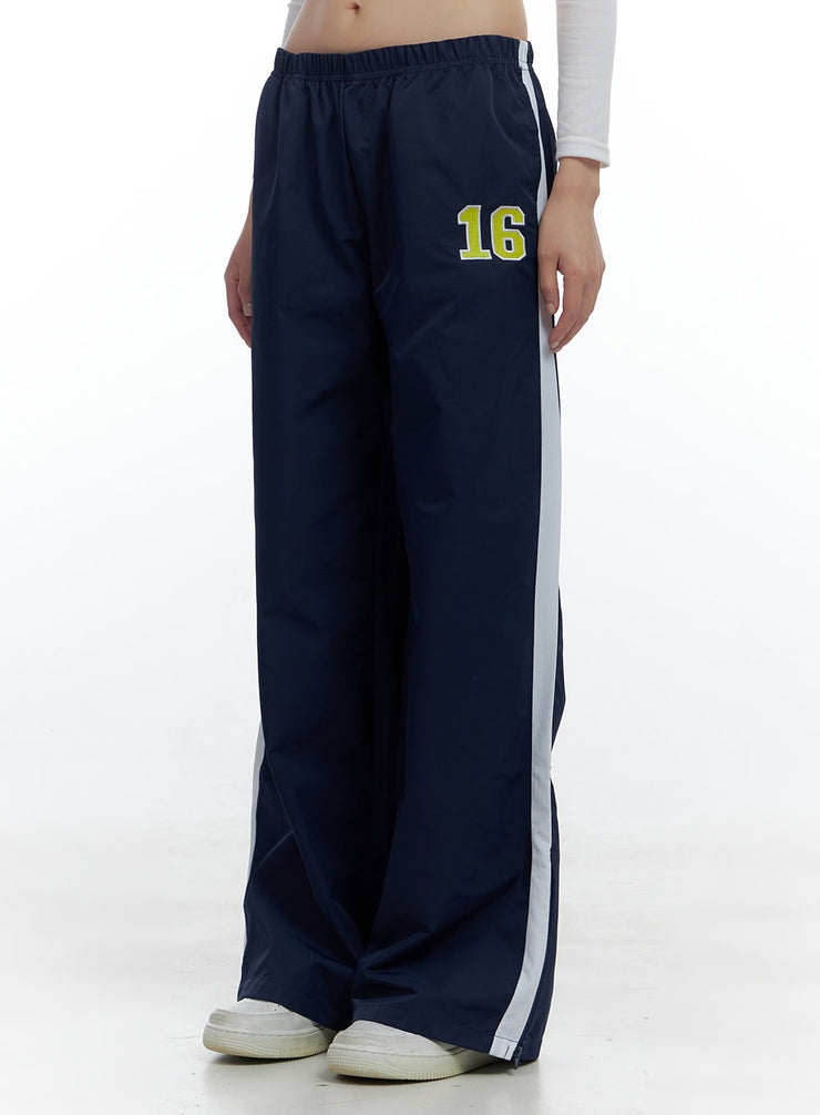 activewear-nylon-lettering-pants-cs419 / Dark blue