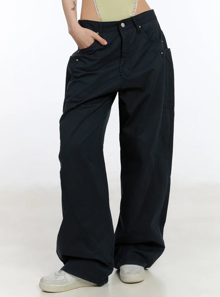 low-rise-wide-cotton-pants-ca507 / Dark blue