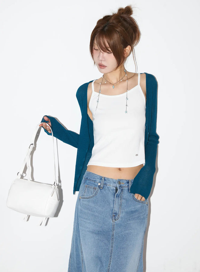 sheer-linen-cardigan-cy528 / Dark blue