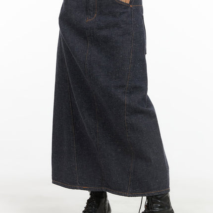 a-line-denim-maxi-skirt-cs405 / Dark blue