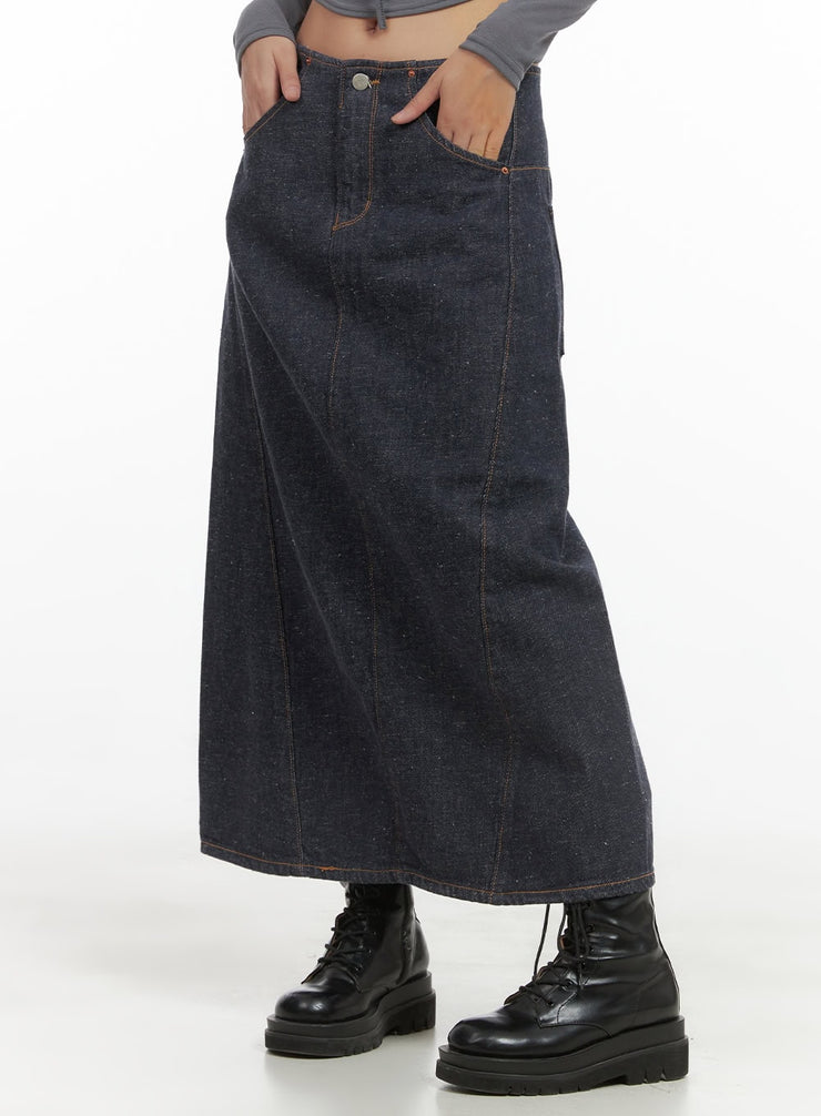 a-line-denim-maxi-skirt-cs405 / Dark blue