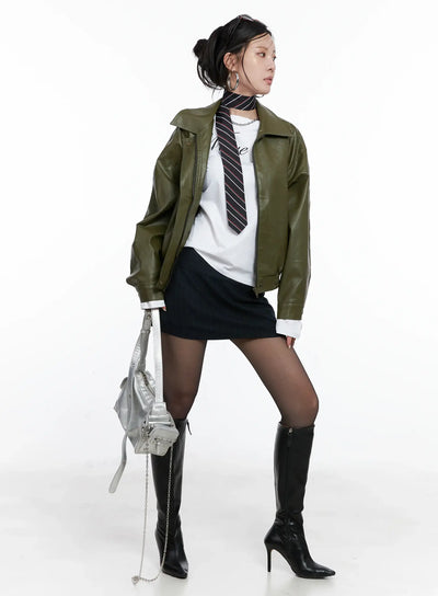 low-rise-striped-mini-skirt-cs512 / Dark blue