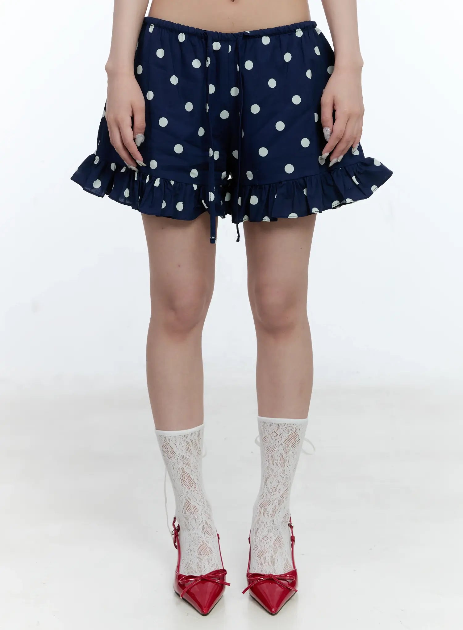 polka-dot-ruffle-shorts-cg501 / Dark blue