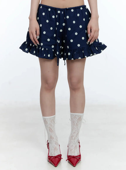 polka-dot-ruffle-shorts-cg501 / Dark blue