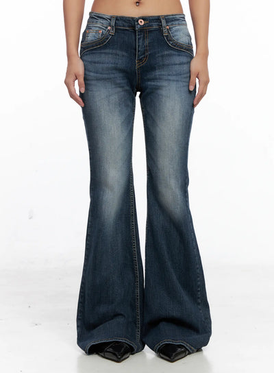 saanvi-vintage-wash-flare-jeans-cs522 / Dark blue