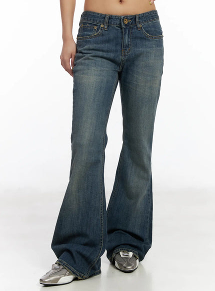 reah-loose-fit-flared-bootcut-jeans-cm520 / Dark blue