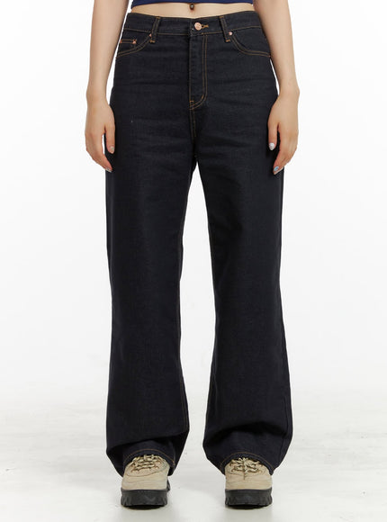indigo-stitched-straight-jeans-cu424 / Dark blue