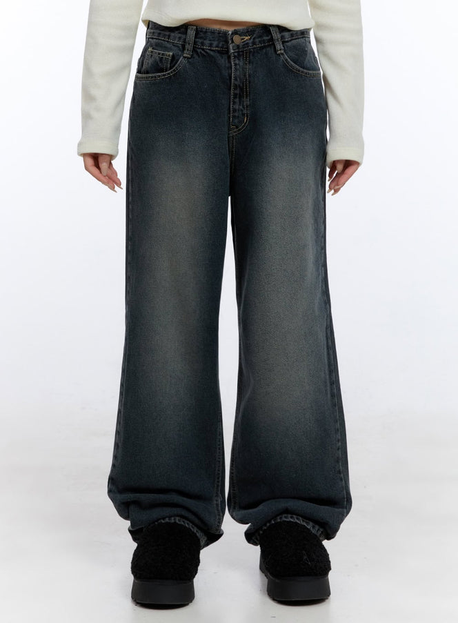 jasmin-washed-denim-wide-leg-jeans-cd416 / Dark blue