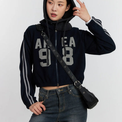 slim-fit-graphic-fleece-zip-up-cd509 / Dark blue