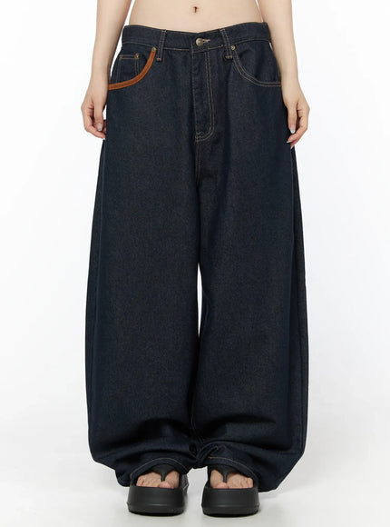 bellamy-non-fade-pocket-baggy-jeans-cu511 / Dark blue