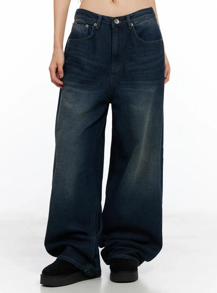 rayna-vintage-washed-wide-jeans-co528 / Dark blue