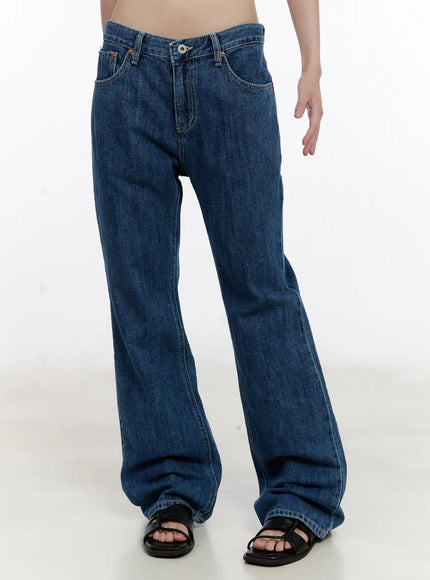 wonhee-loose-flared-dark-wash-jeans-cl507 / Blue