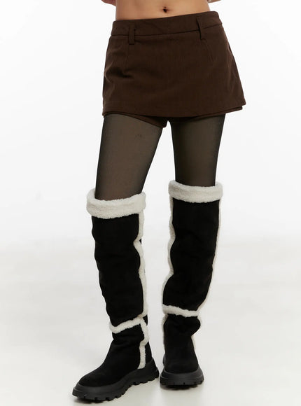 corduroy-low-rise-mini-skort-cd517 / Dark brown