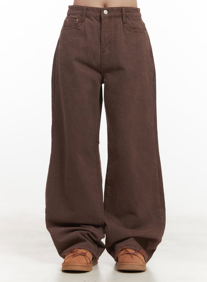 thermal-wide-leg-pants-cj514 / Dark brown