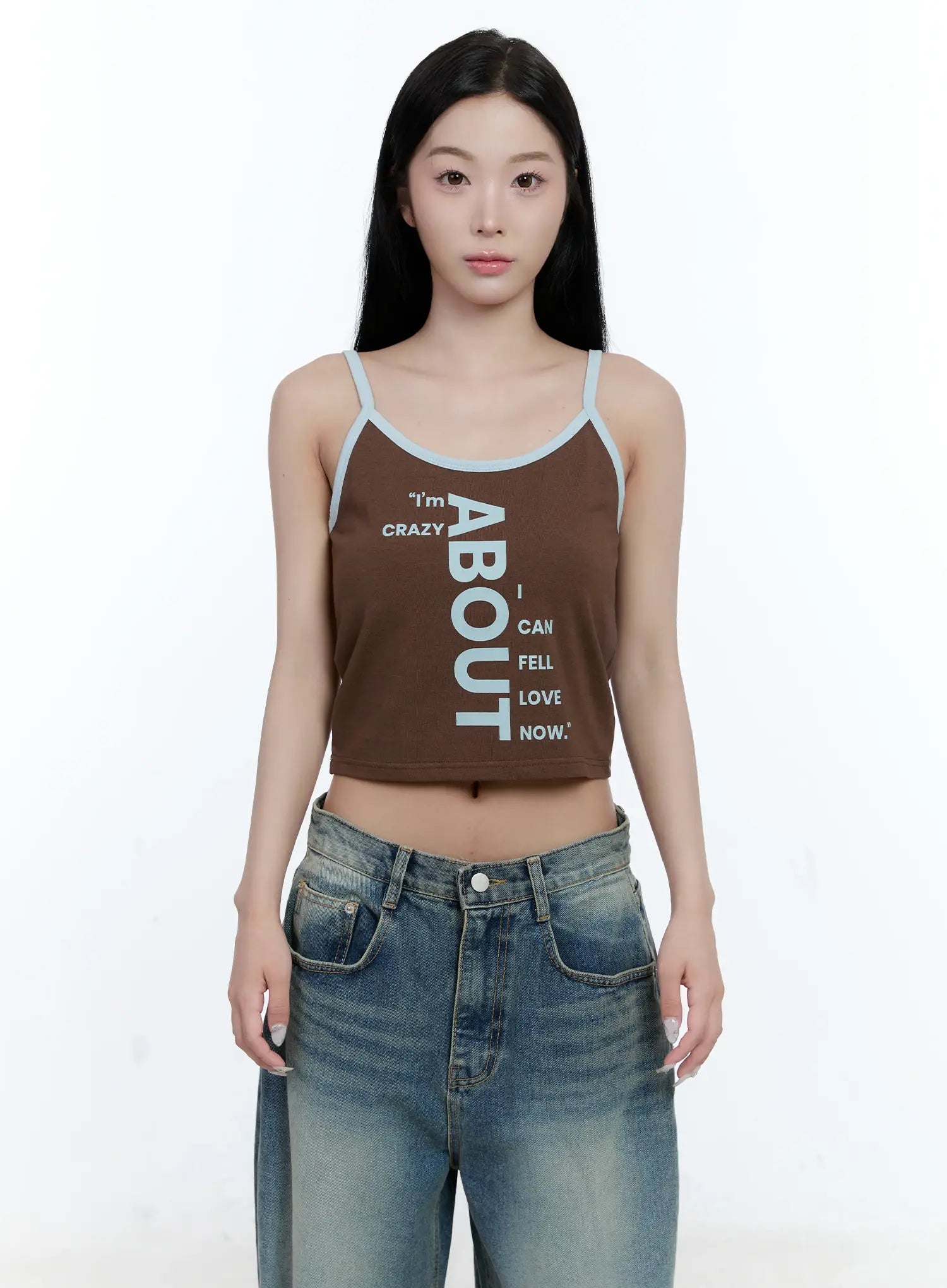 contrast-graphic-tank-top-cg501 / Dark brown