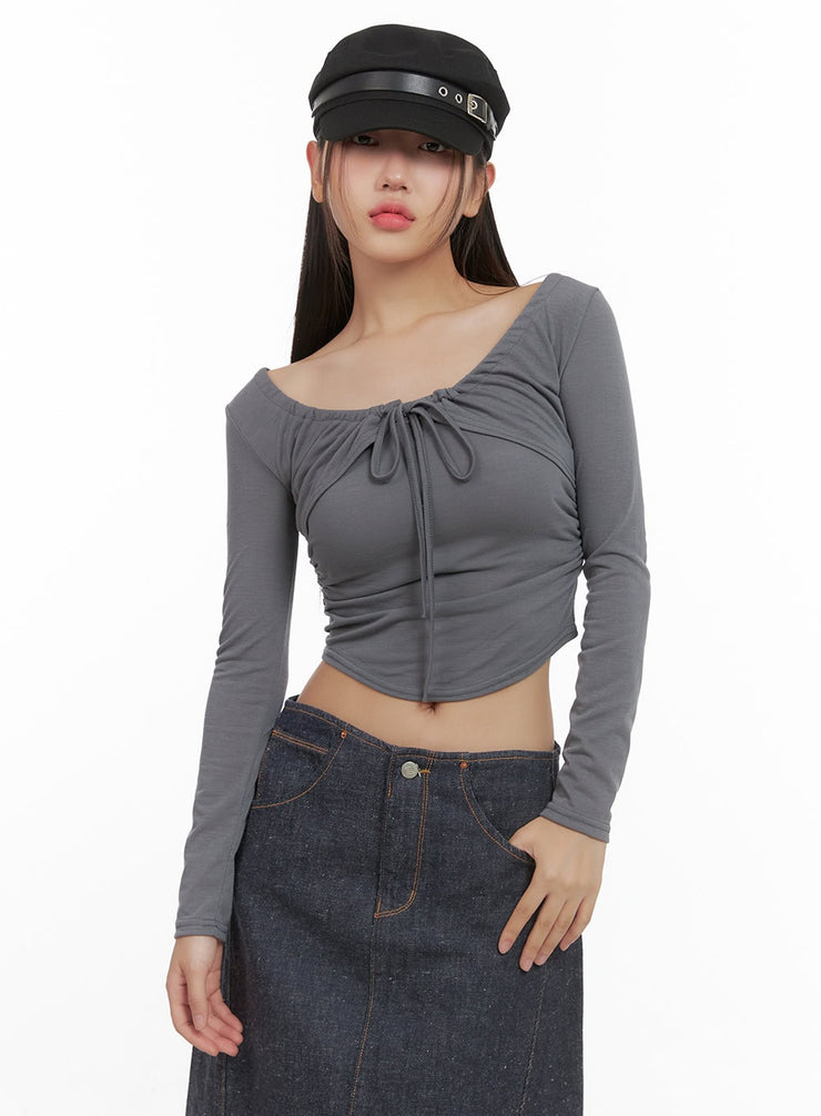 ribbon-strap-bolero-crop-top-cs405 / Dark gray