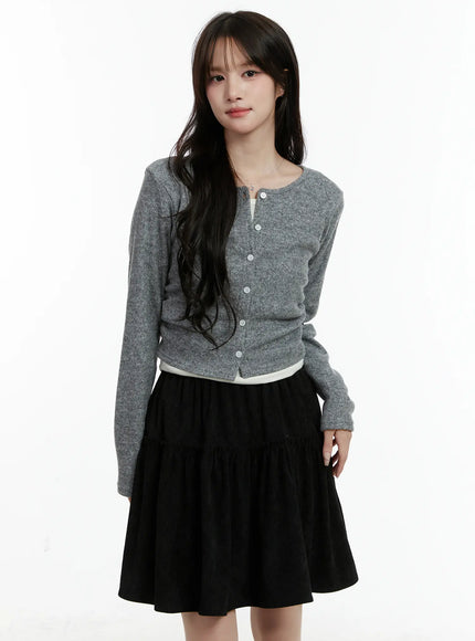 fleece-lined-layered-long-sleeve-top-cd514 / Dark gray