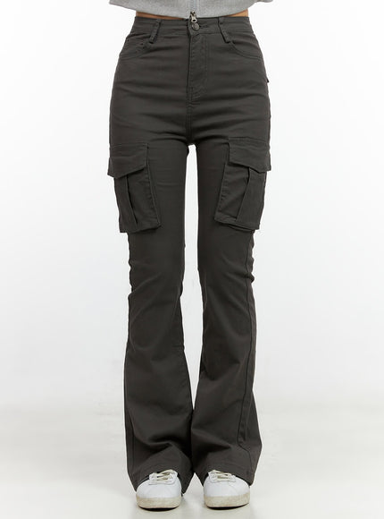 slim-fit-solid-cargo-pants-cn405 / Dark gray