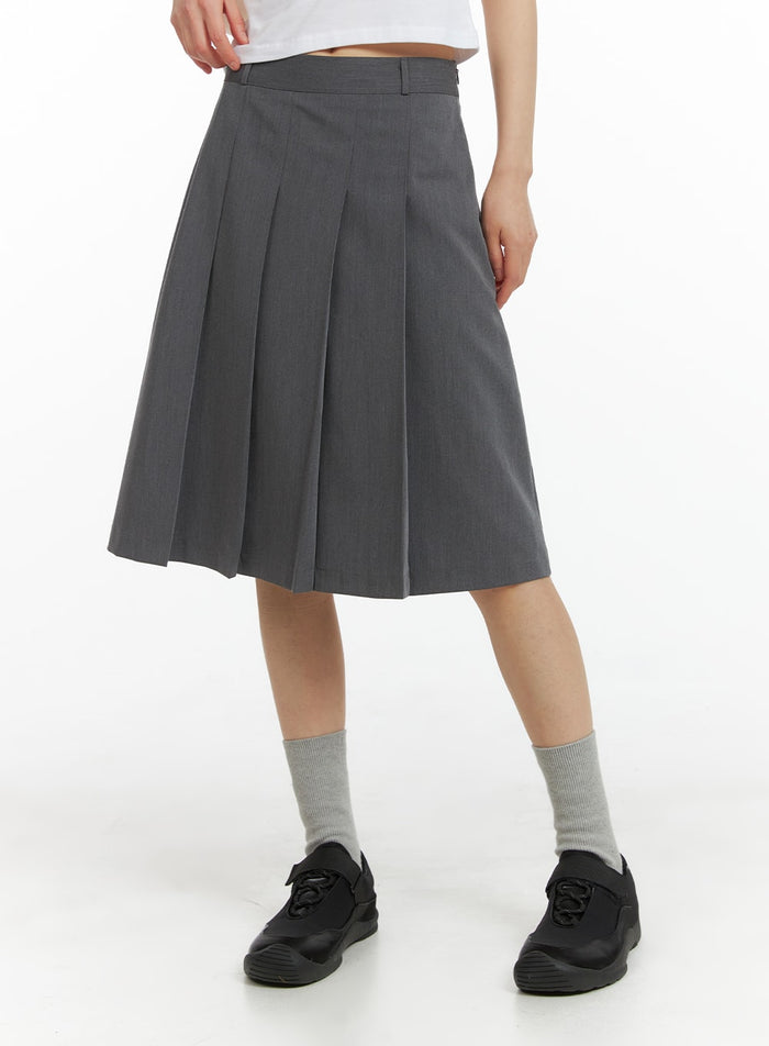 solid-pleated-midi-skirt-cm413 / Dark gray