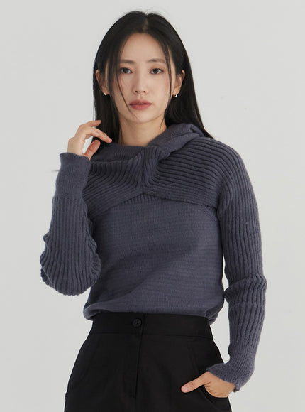 hooded-bolero-and-sleeveless-top-set-oo331 / Dark gray