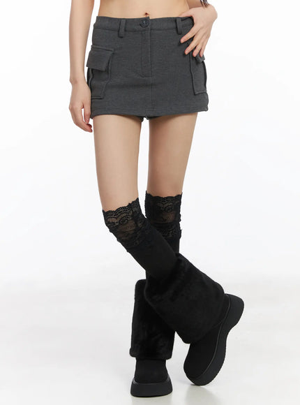 low-rise-fleece-skort-cj501 / Dark gray