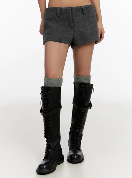low-rise-wool-blended-shorts-cn527 / Dark gray