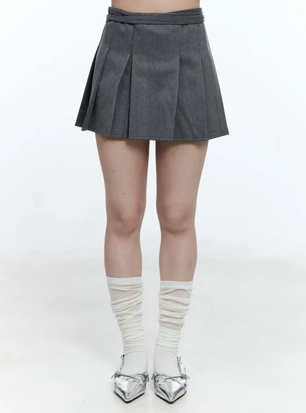 pleated-wrap-mini-skirt-cg511 / Dark gray