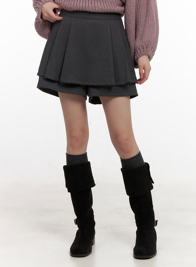 cozy-pleated-bliss-skort-cj502 / Dark gray