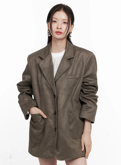 oversized-suede-blazer-cn504 / Dark gray