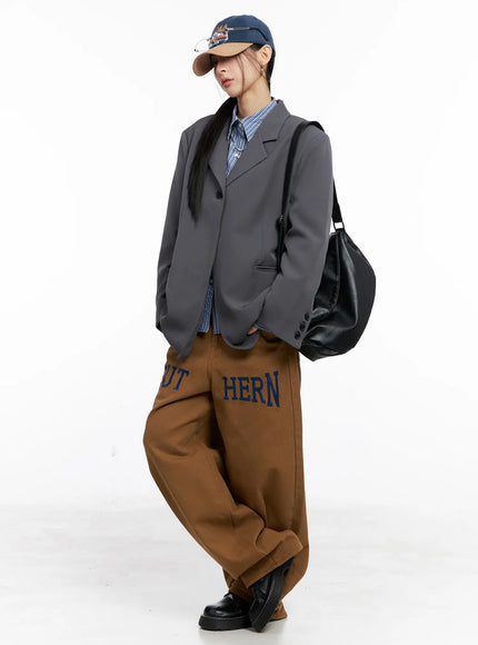 oversized-one-button-blazer-cc1109 / Dark gray