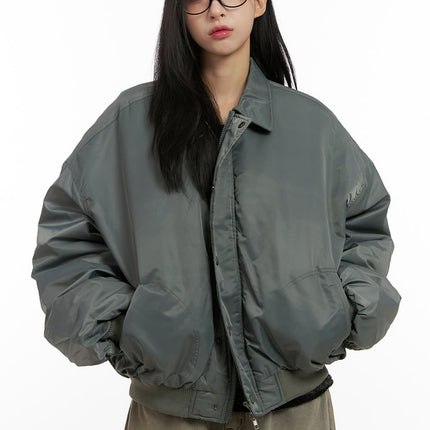 shirred-oversized-jacket-cn416 / Dark green