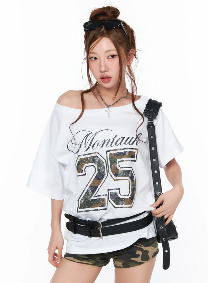 camo-graphic-print-oversized-t-shirt-ca515 / Dark green