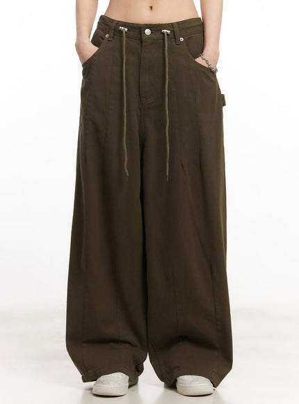 wide-leg-cargo-pants-ca514 / Dark green