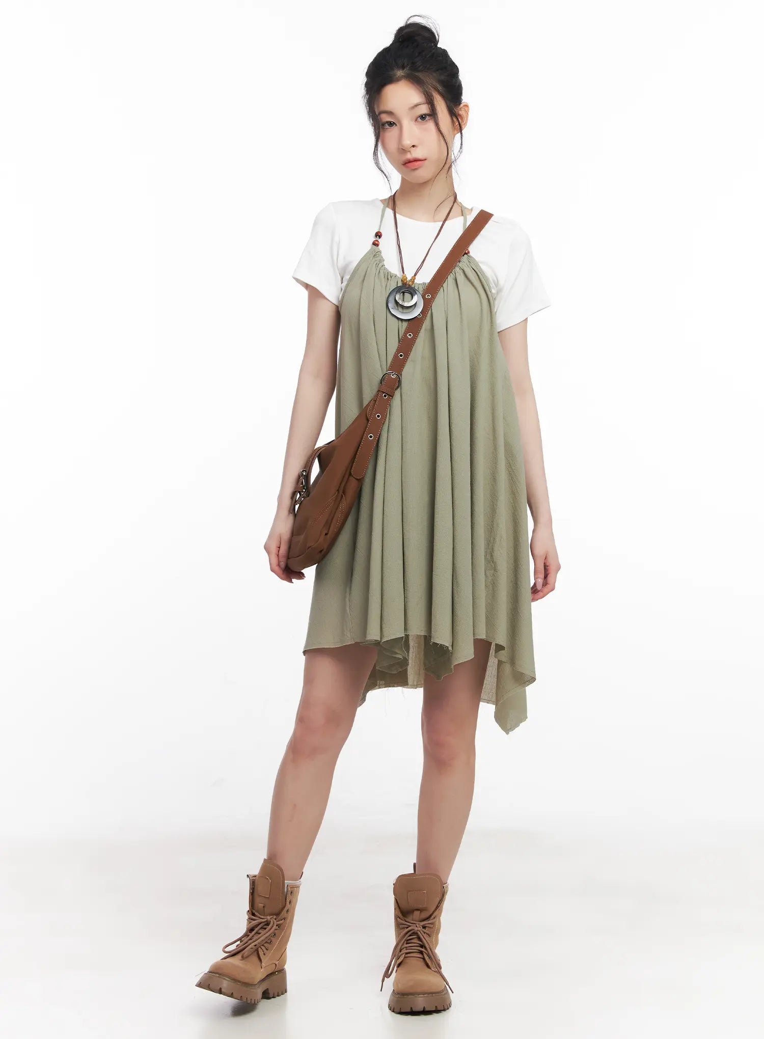 Flared Halter-Neck Mini Dress CU511 - Korean Women's Fashion | LEWKIN Flared Halter-Neck Mini Dress CU511 - Korean Women's Fashion | LEWKIN