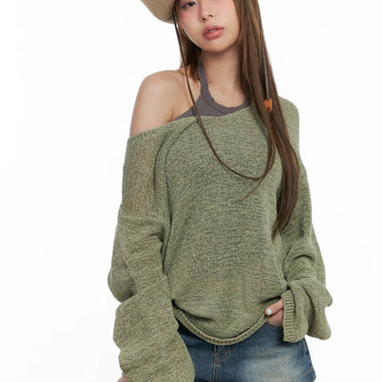 loose-fit-string-summer-knit-cl511 / Dark green