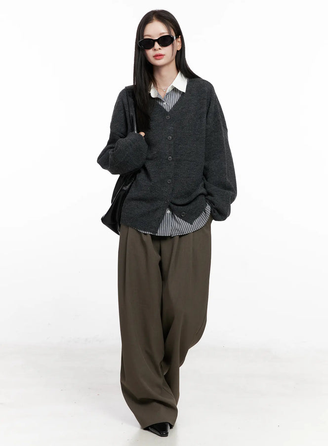 oversized-pintuck-trousers-cn504 / Dark green
