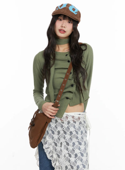 chic-ruffle-cardigan-cd531 / Dark green