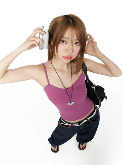 sweetheart-neckline-cami-top-cu511 / Dark pink