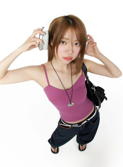 sweetheart-neckline-cami-top-cu511 / Dark pink